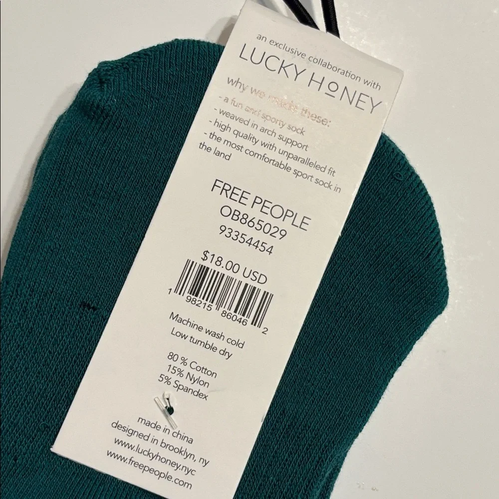 Free People x Lucky Honey Movement Classic Ruffle Sport Socks in Green